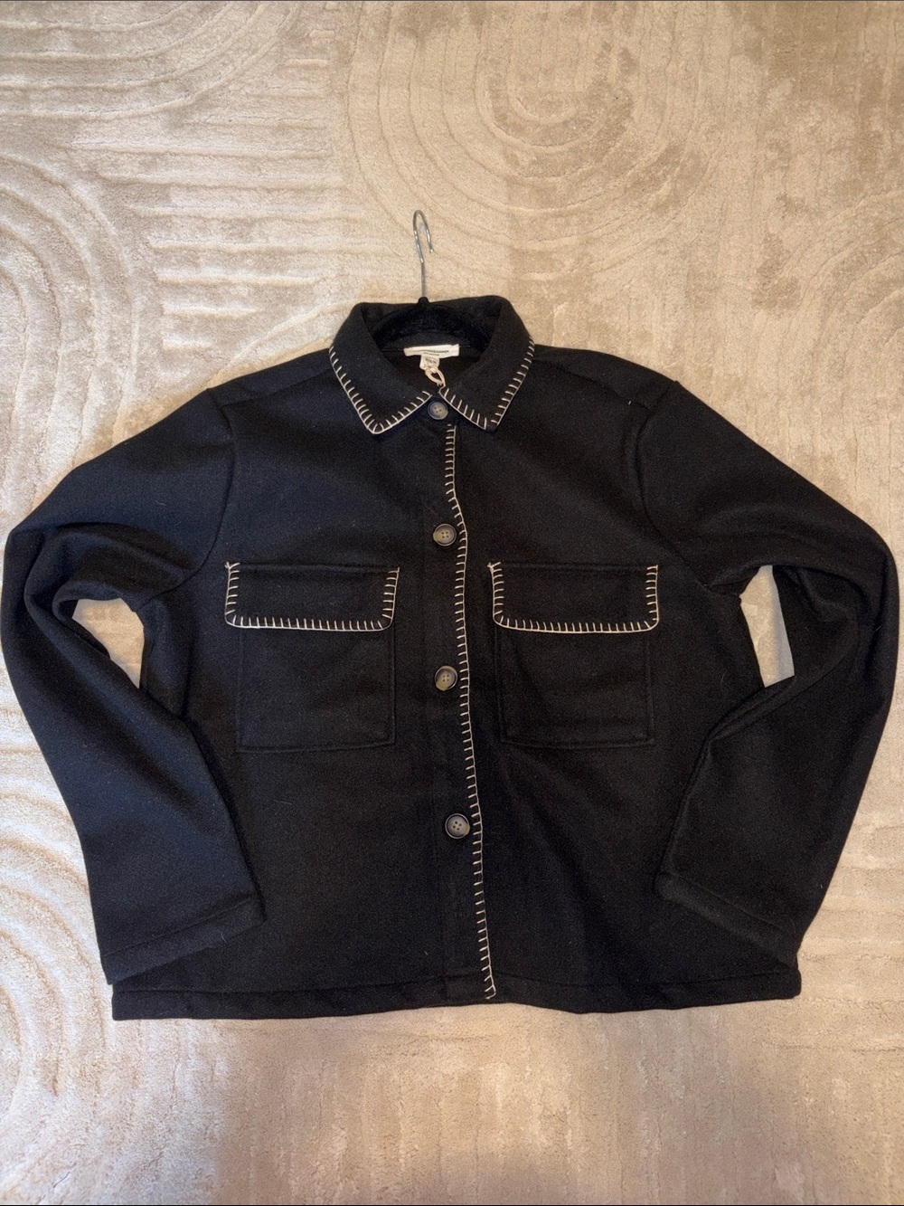 beachlunchlounge Black Jacket with Contrast Stitching